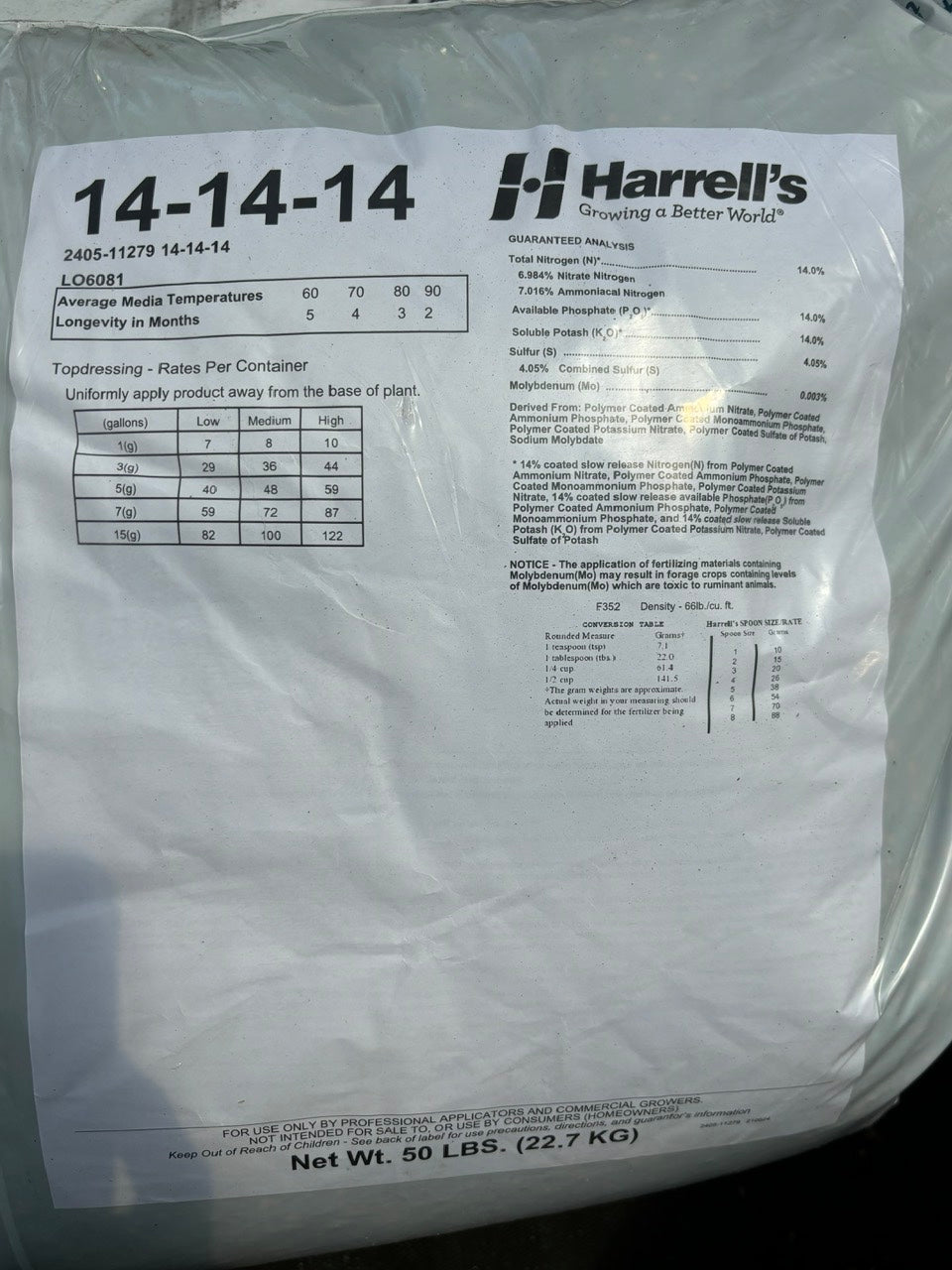 Harrell's fertilizer 14-14-14- Phan NPK