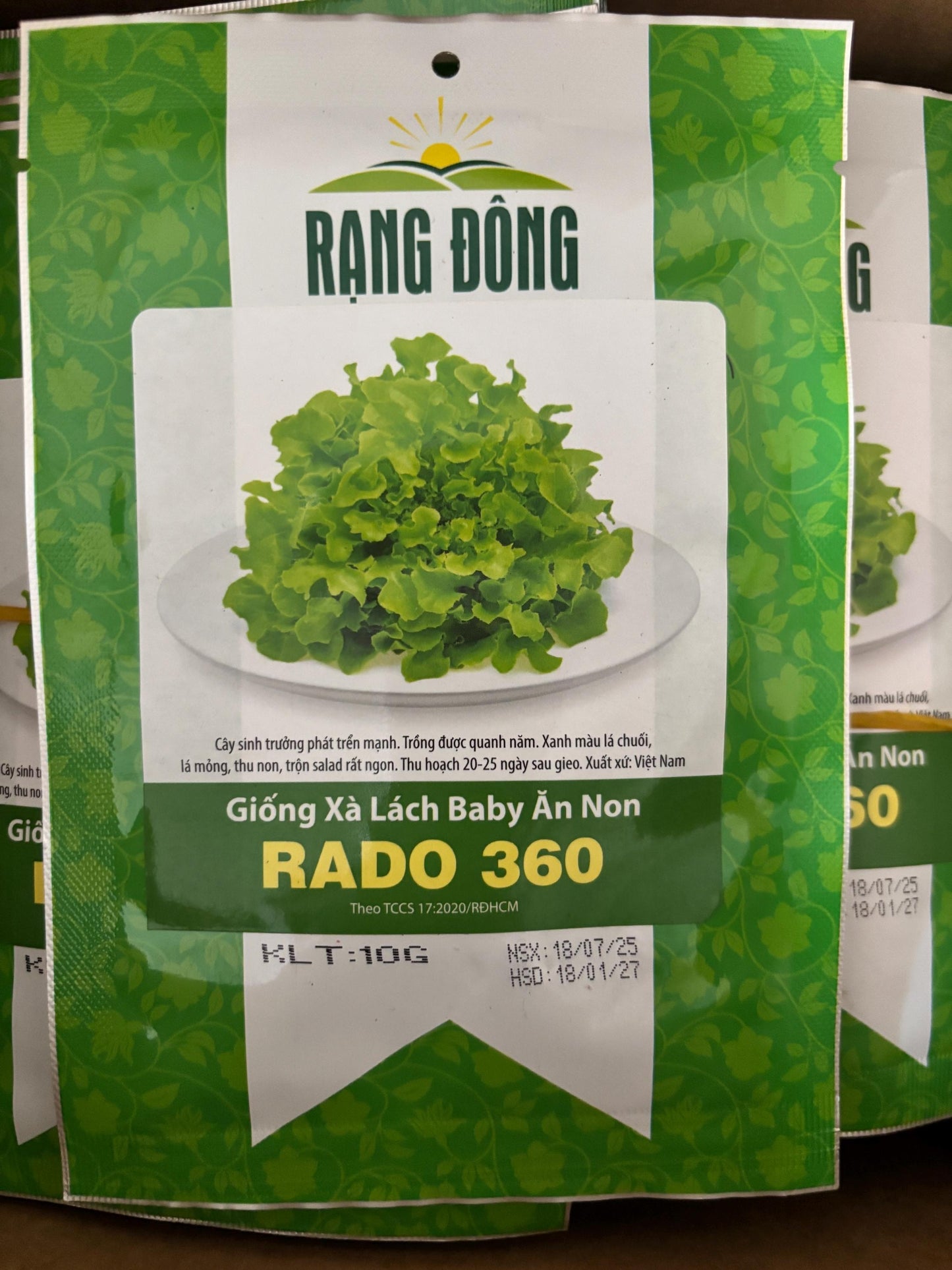 hạt giống xà lách baby an non- Green Baby Leaf Lettuce Seeds - Vietnamese Variety (10g)