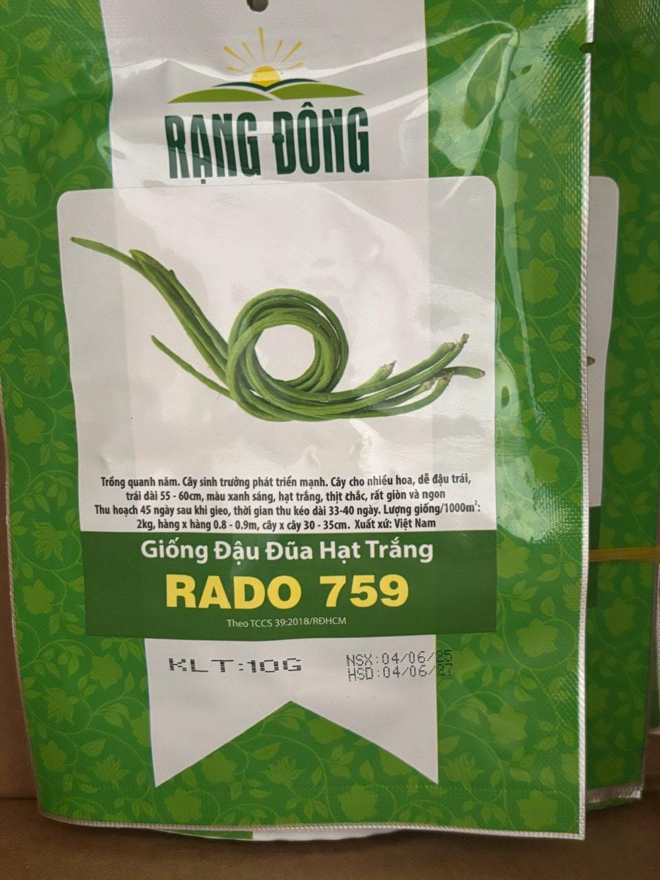 hạt giống đậu đũa hạt trắng- white long yard bean-10g - seeds only-