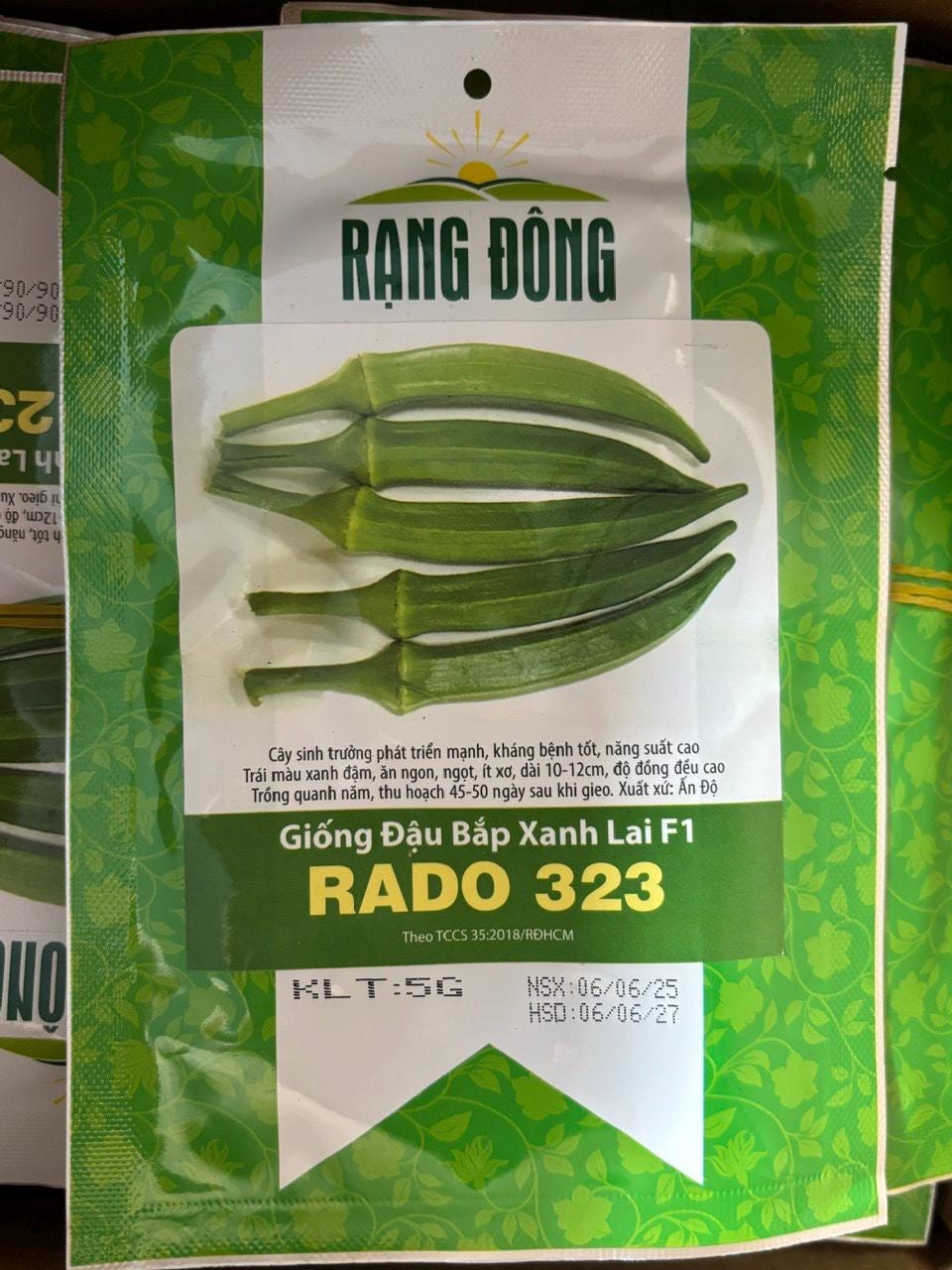 hạt giống Đậu bắp xanh lai f1-5g- Green okra seeds